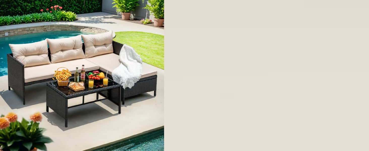 outdoor patio furniture lounge sofa couch rattan sectional all weather water resistant modern