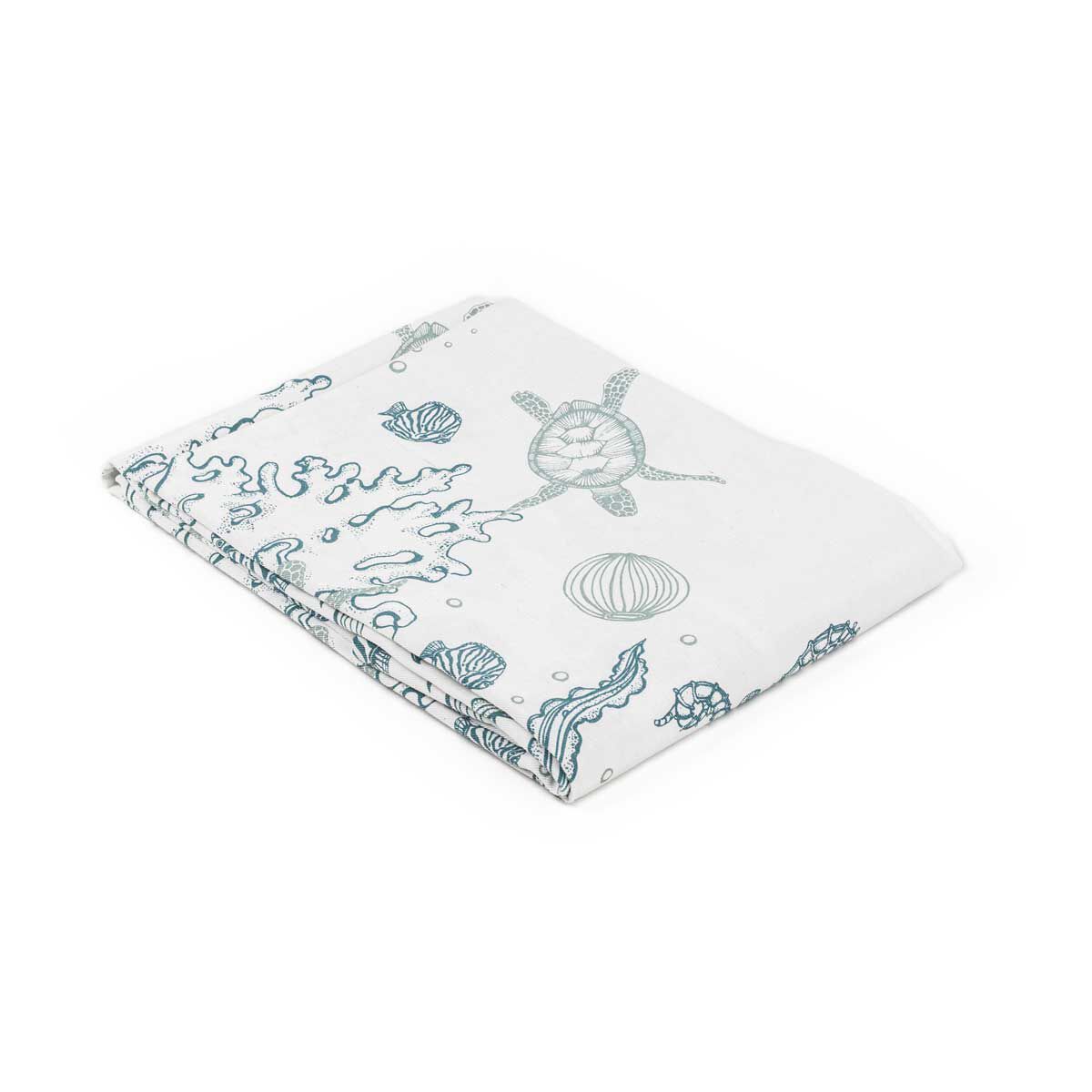 Toalha de mesa OCEAN LIFE azul em algodão 140x240cm