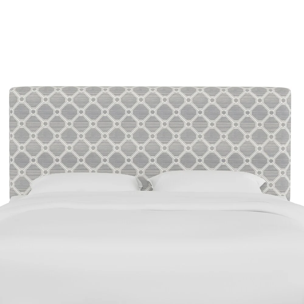 Upholstered Headboard in Line Cross Grey Ground