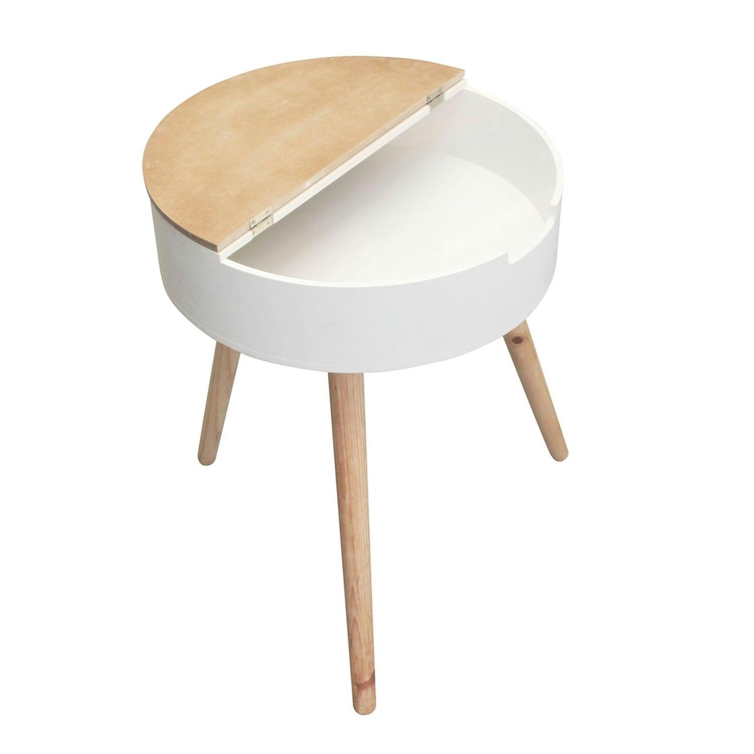 - Table à café coffre scandinave diam. 45 cm beige
