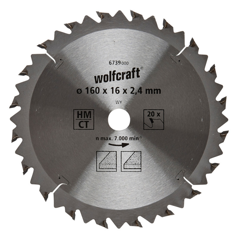 Lame de scie circulaire pour panneaux agglomérés Ø 160 x 20 mm WOLFCRAFT