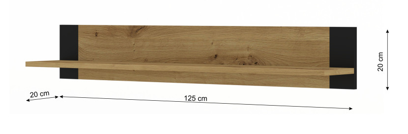 Półka wisząca panel MONDI 125 cm dąb artisan