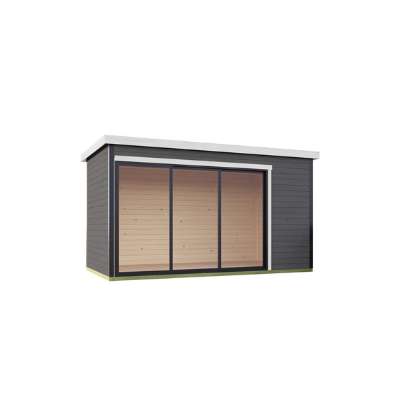 Blockbohlenhaus »Austin«, BxHxT: 439,6 x 239,4 x 259,6 cm (Außenmaß inkl. Dachüberstand), grau