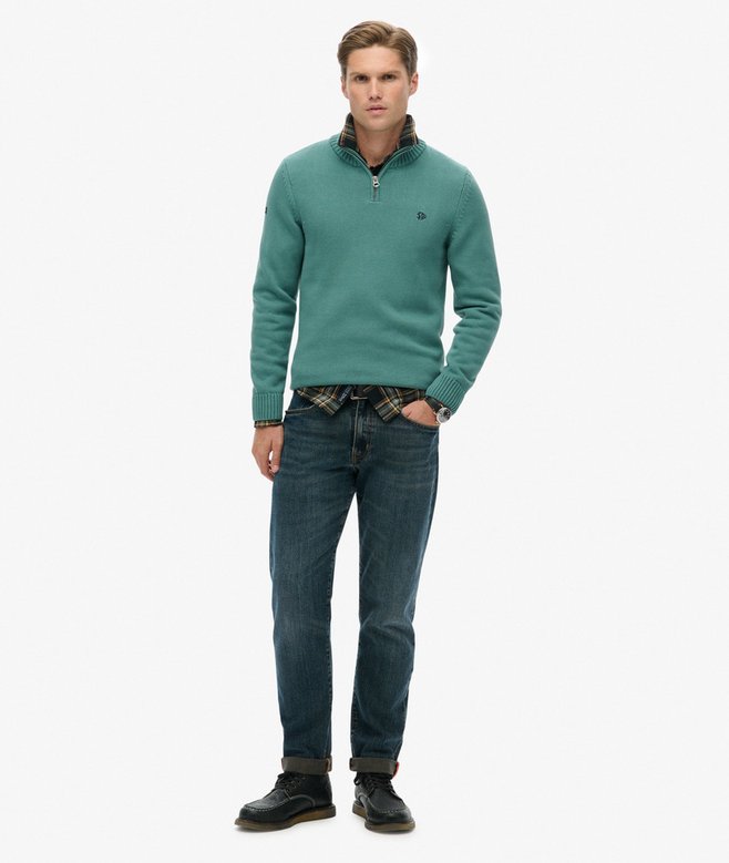 Cotton Half Zip Knit Jumper