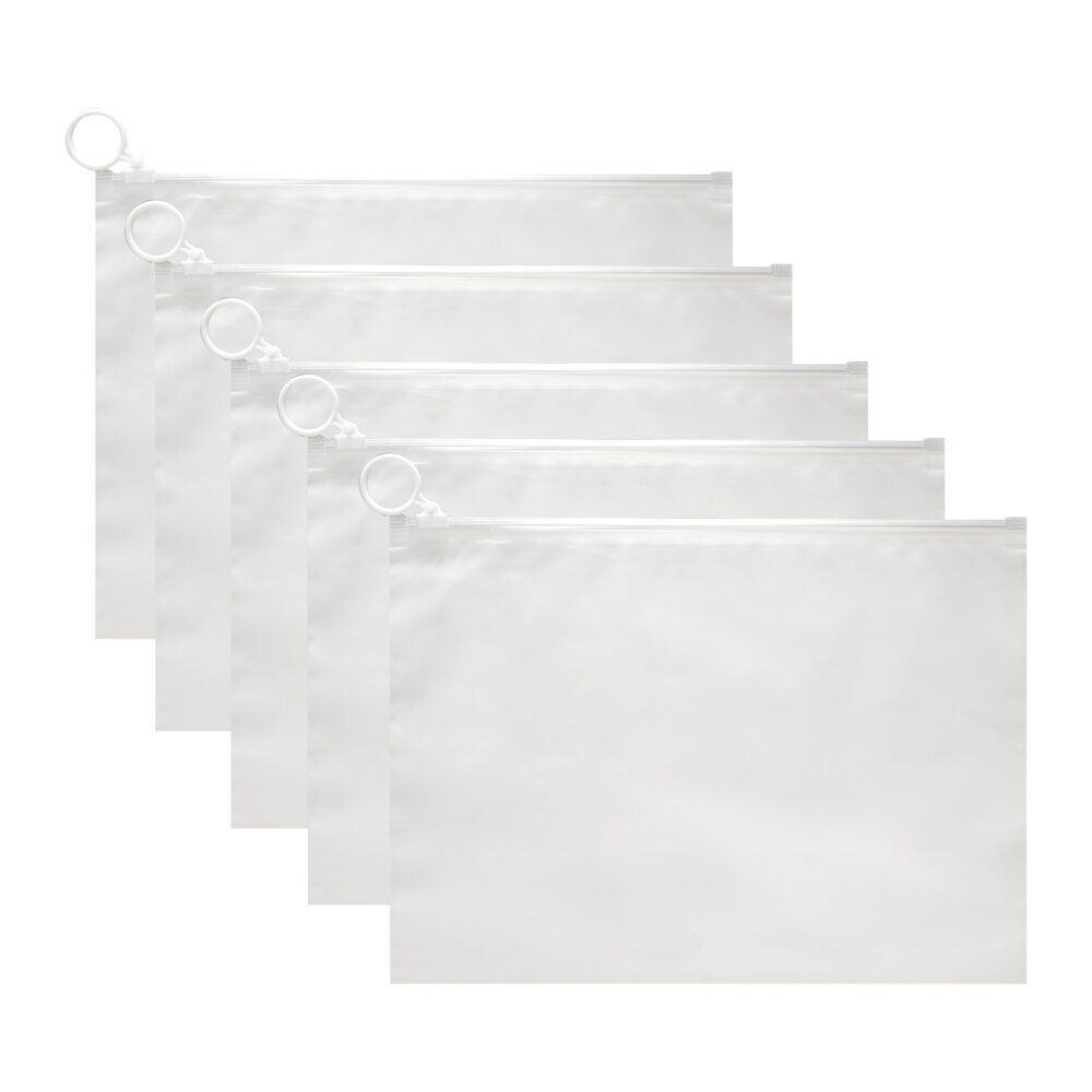 Sac de rangement waterproof x5 plastique zippé blanc transparent 18x25cm