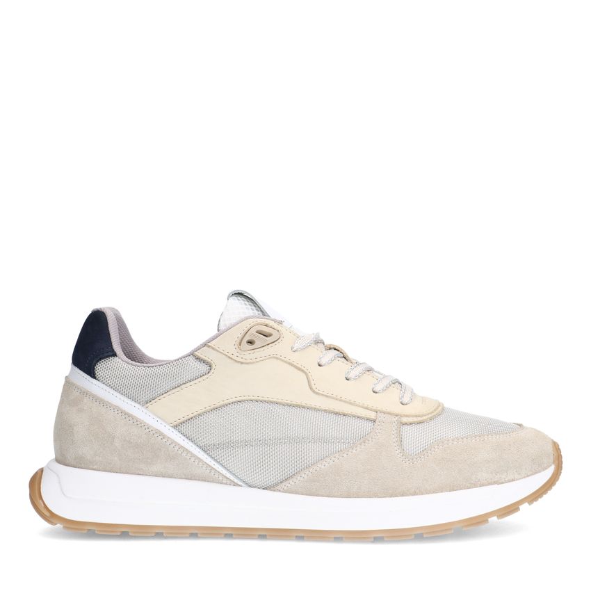 Manfield Beige leren sneakers