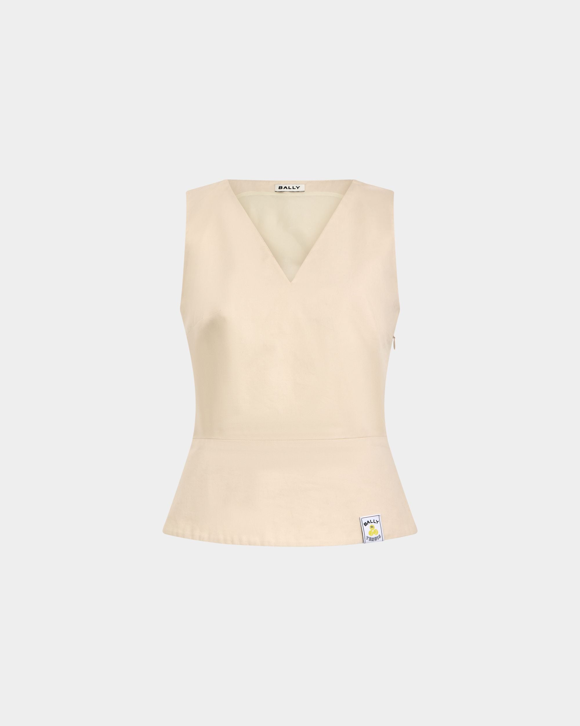 Ärmelloses Top aus Baumwolle in Elfenbein aus der Tennis-Kollektion
