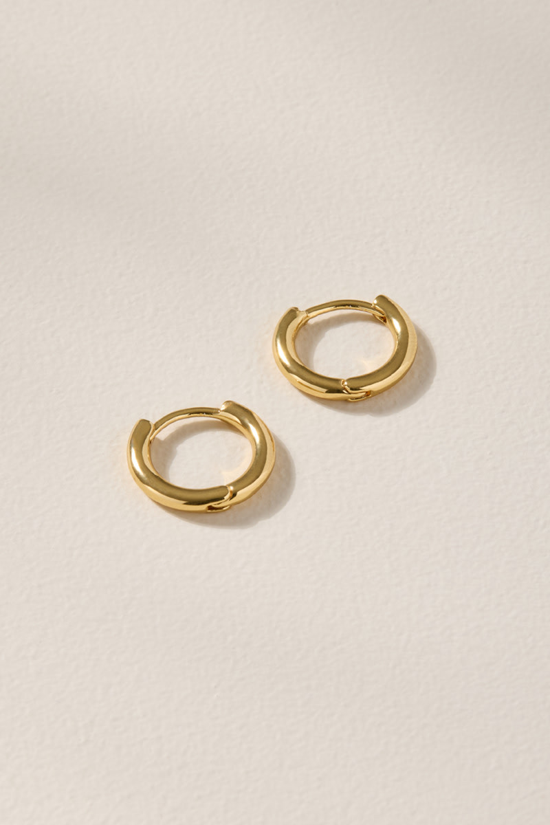 Huggie Hoop Charm Earring Base Gold