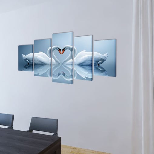 NNEVL Canvas Wall Print Set Swan 200 x 100 cm
