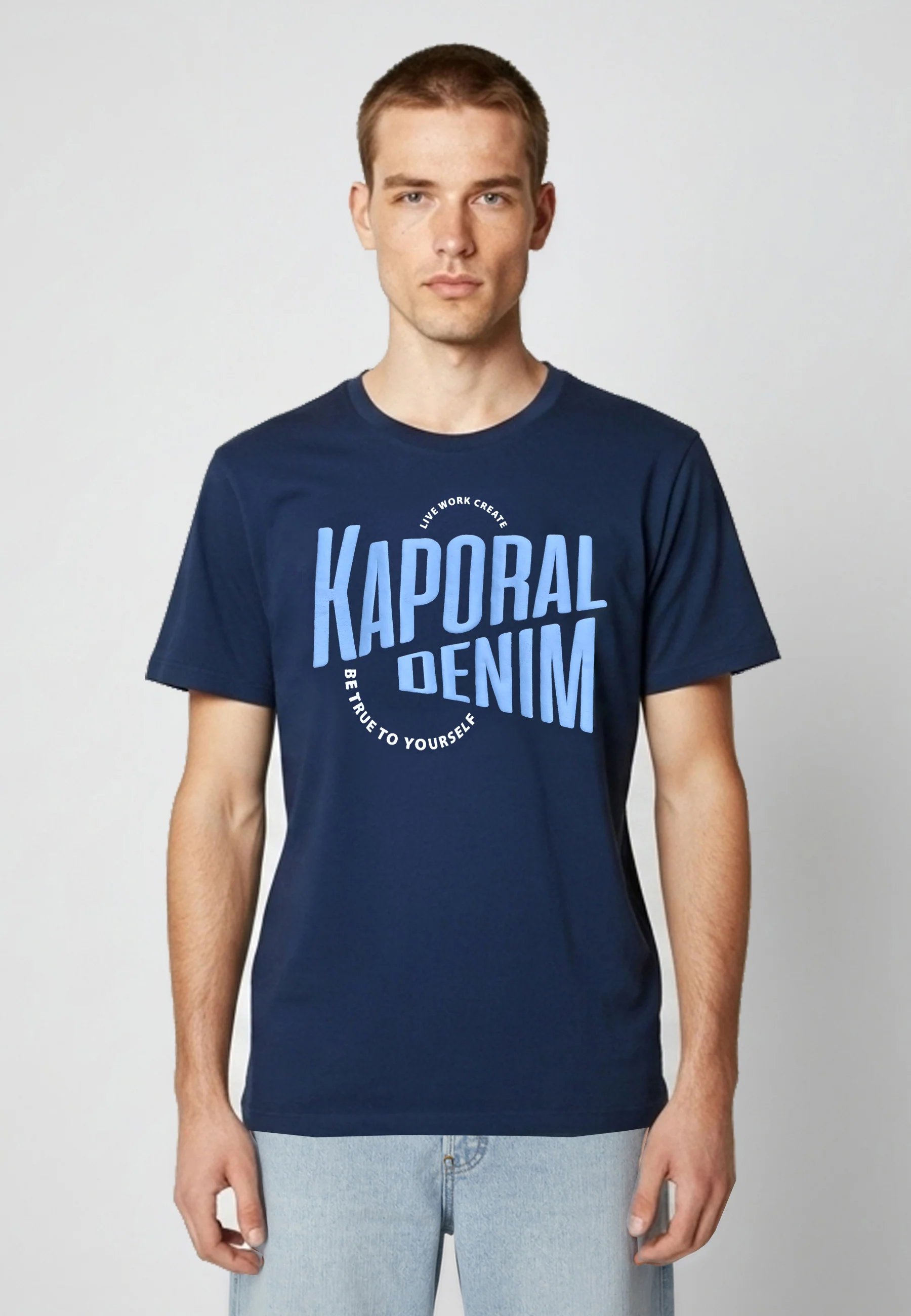 T-shirt manches courtes regular bleu marine coton JAVA