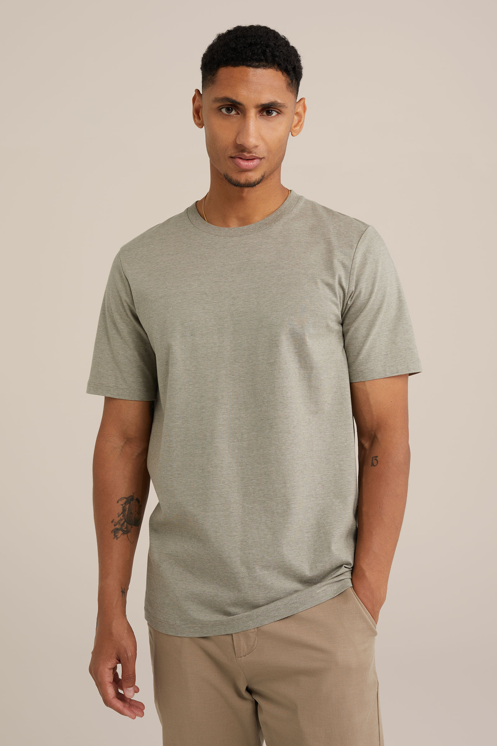 Heren Regular fit gem&ecirc;leerd T-shirt