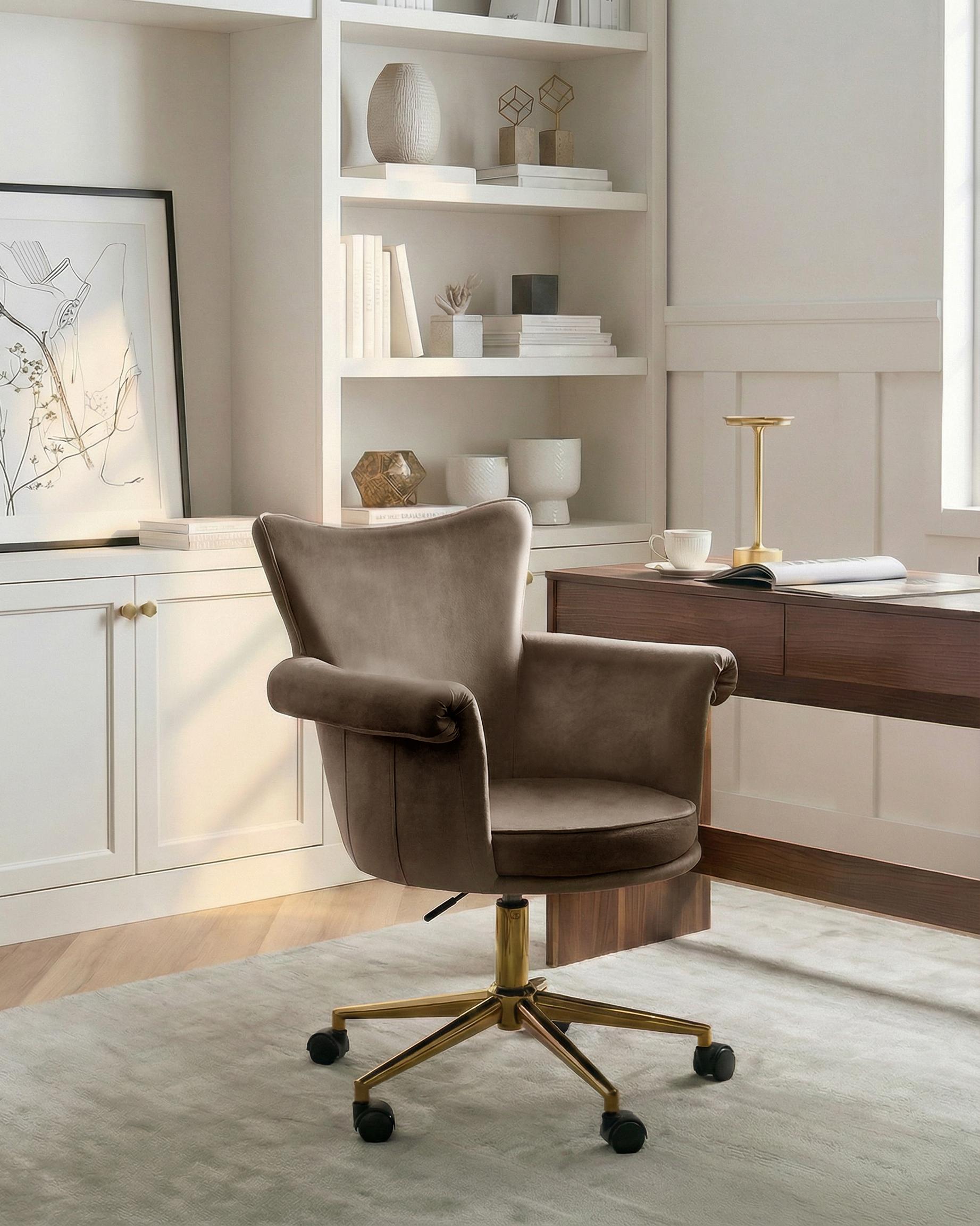 Desk Chair VELENCIA Velvet Brown