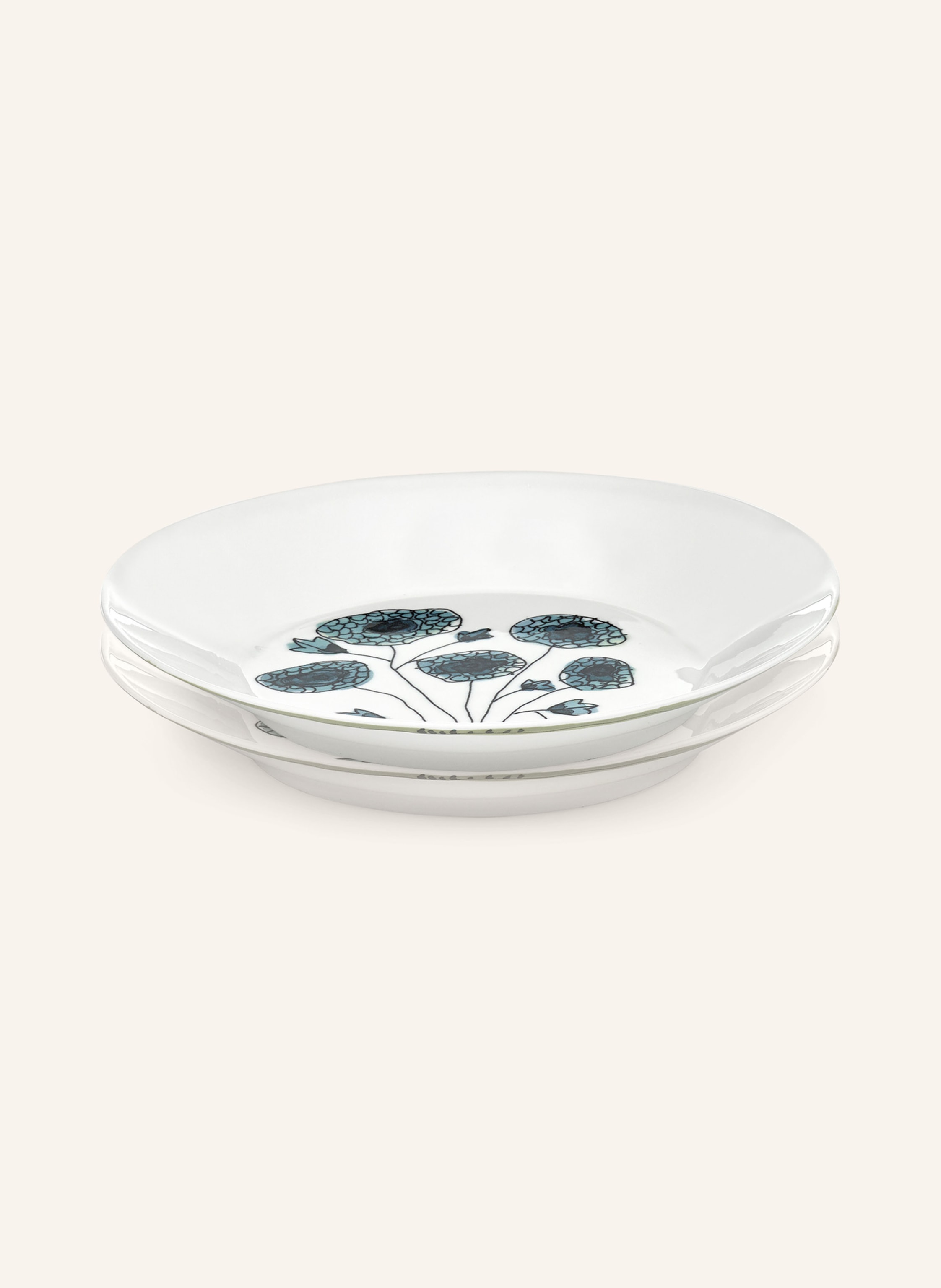 SERAX 2er-Set Speiseteller MIDNIGHT FLOWERS ANEMONE M