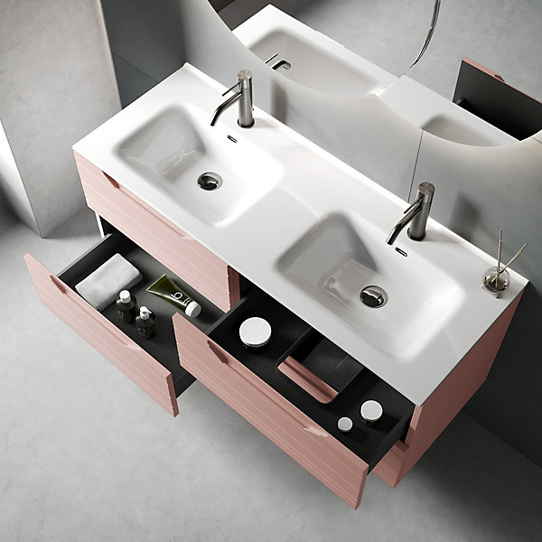 Ensemble double vasque SOLMIRA rose poudré