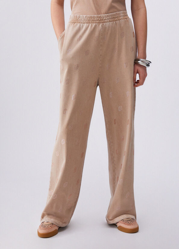 Pantalone in jersey d&eacute;lav&eacute; con strass