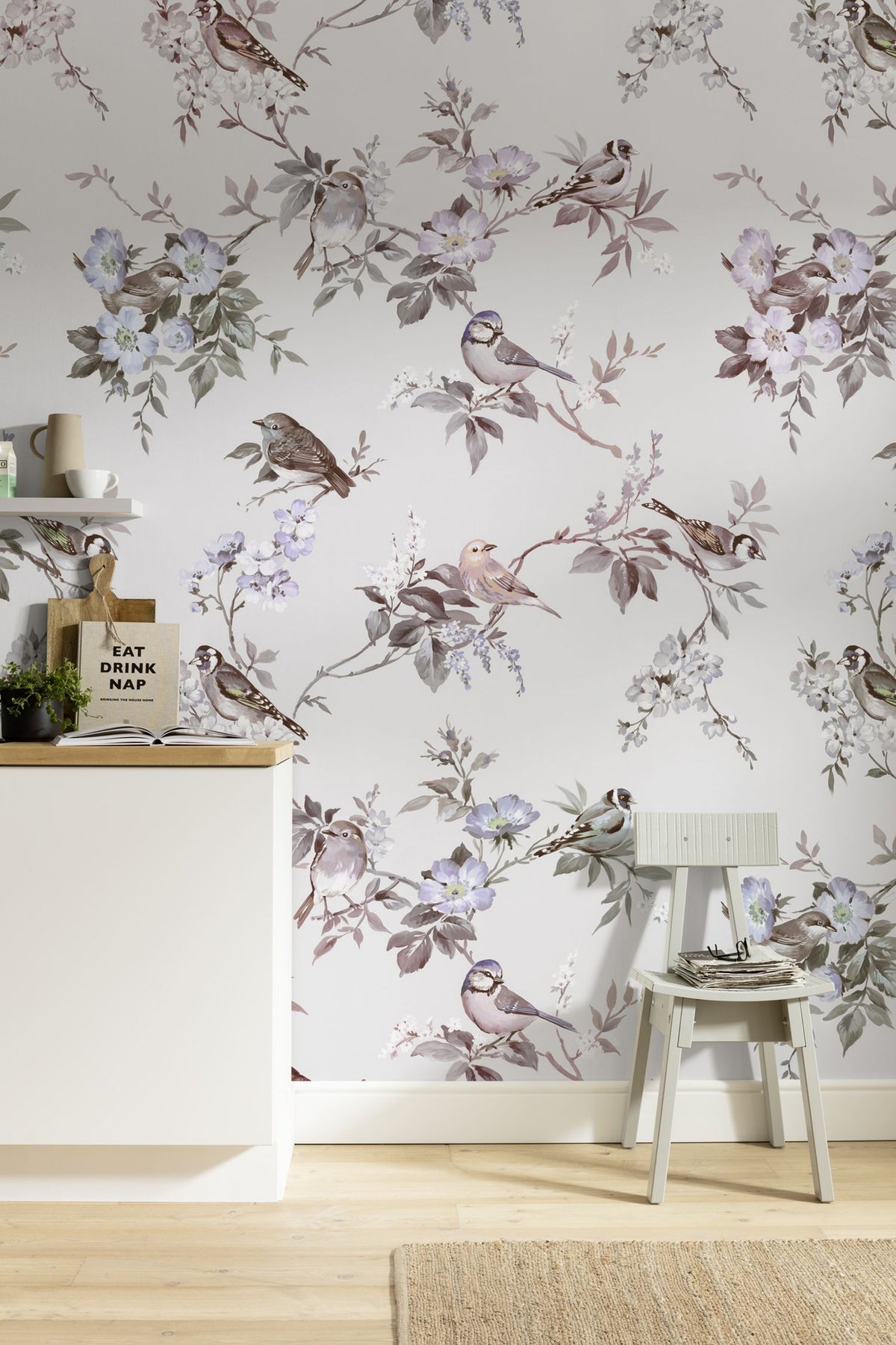 Komar fotobehang bloemen en vogels multicolor - 200 x 250 cm - 611174
