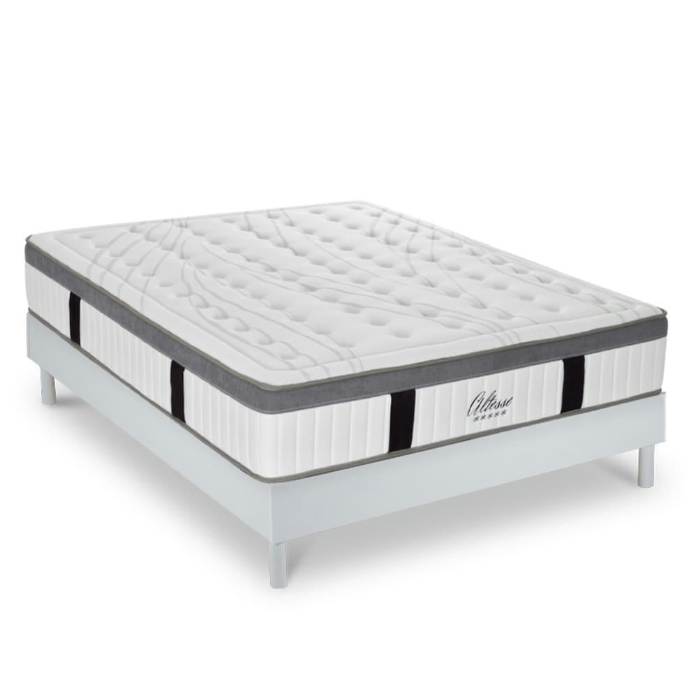 ALTESSE - Ensemble matelas à Mémoire de forme et sommier blanc 140x190