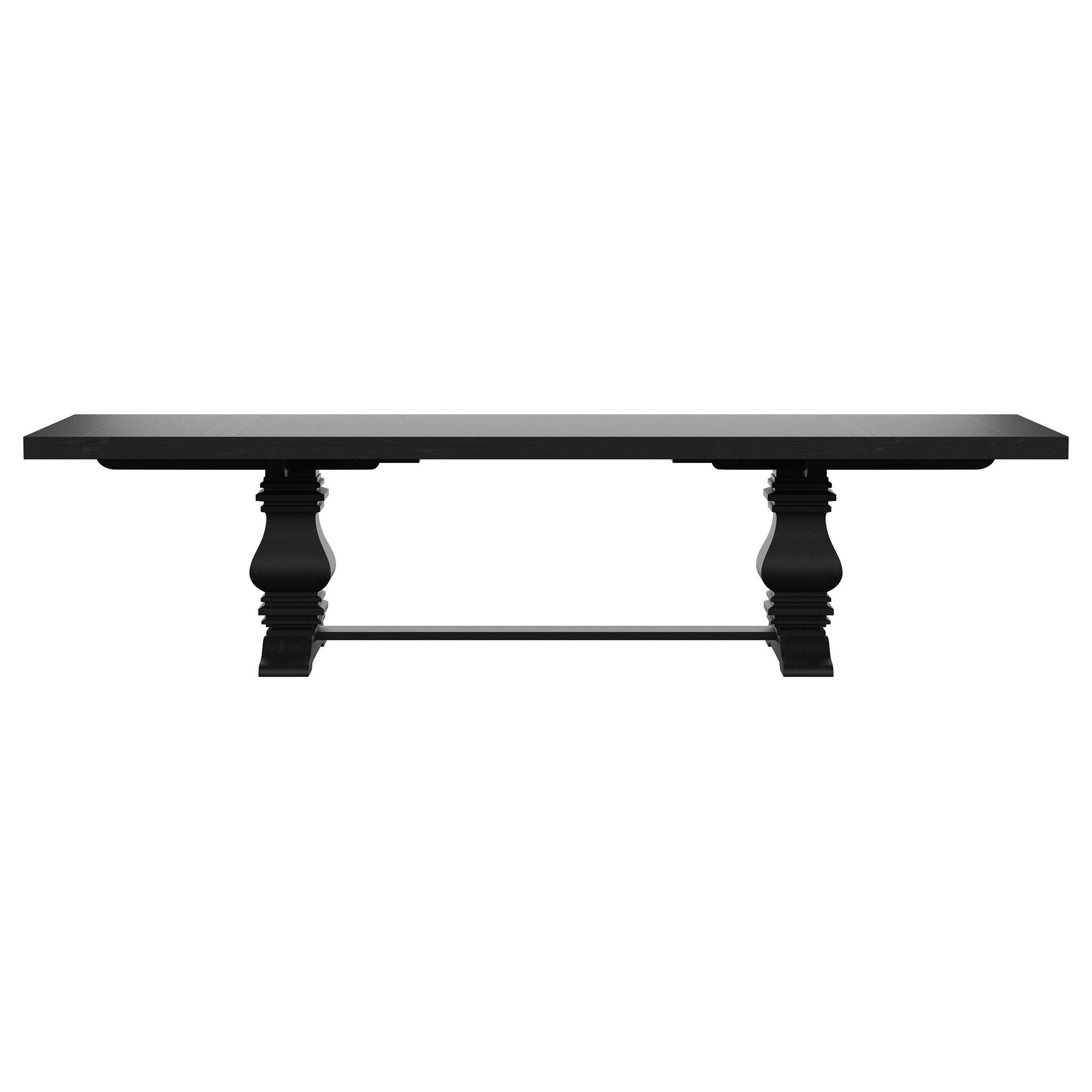 Som Dining Table with Plank-Style Extendable 94-126 Inch Top, Black