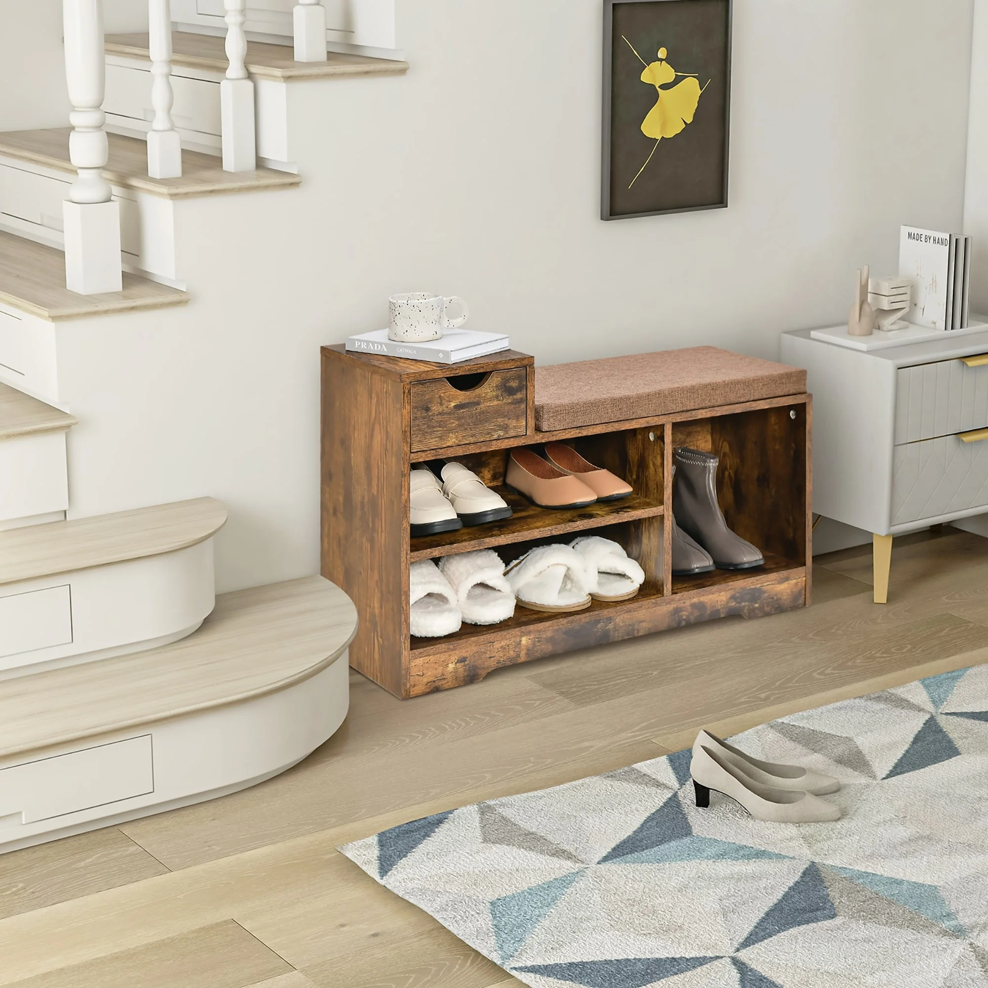 Costway 2-tier Shoe Bench Storage Shoe Rack Organizer Cabinet with - See Details