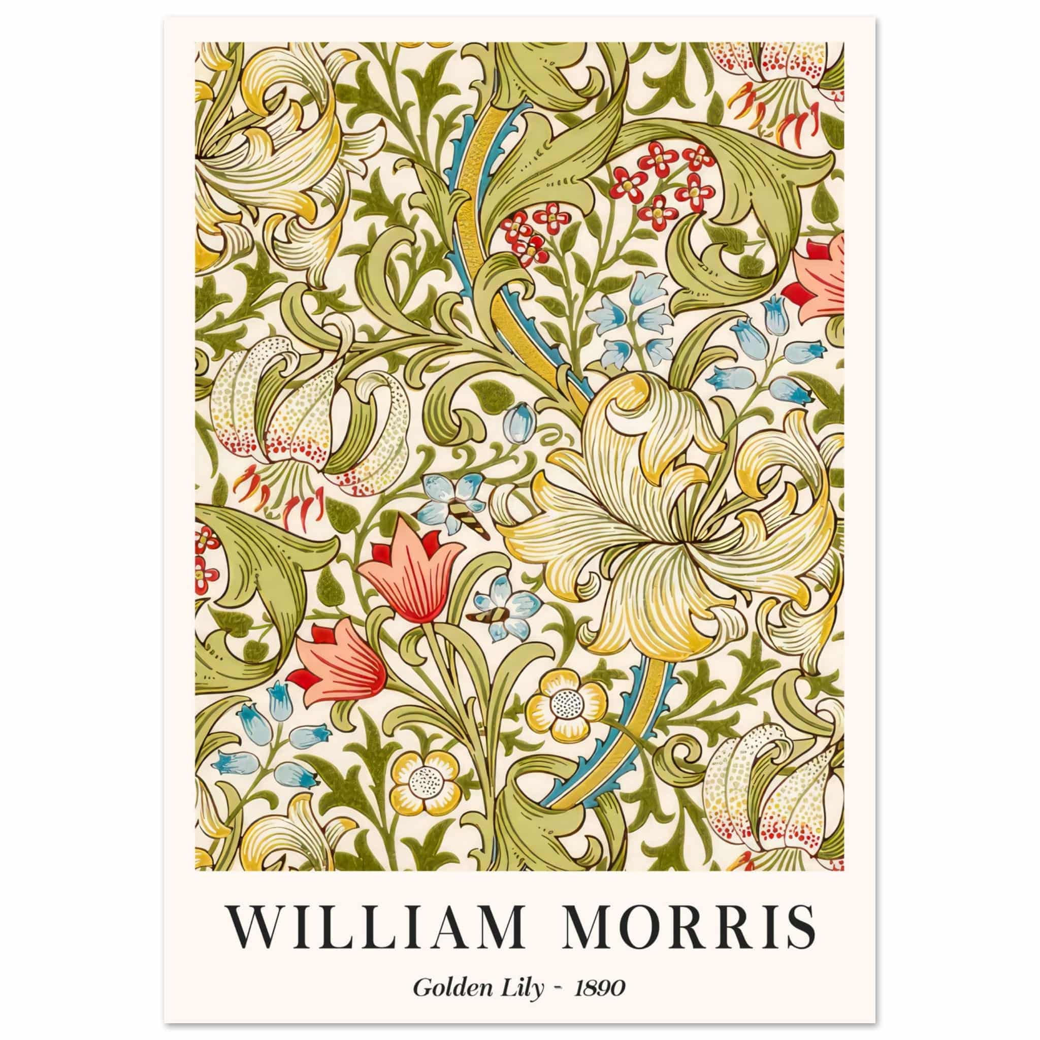 Artfulprints Poster William Morris - Golden lilly 1890  - A4 21x29.7 cm - Groen
