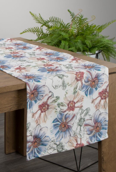 Obrus flore 40x180 cm niebieski