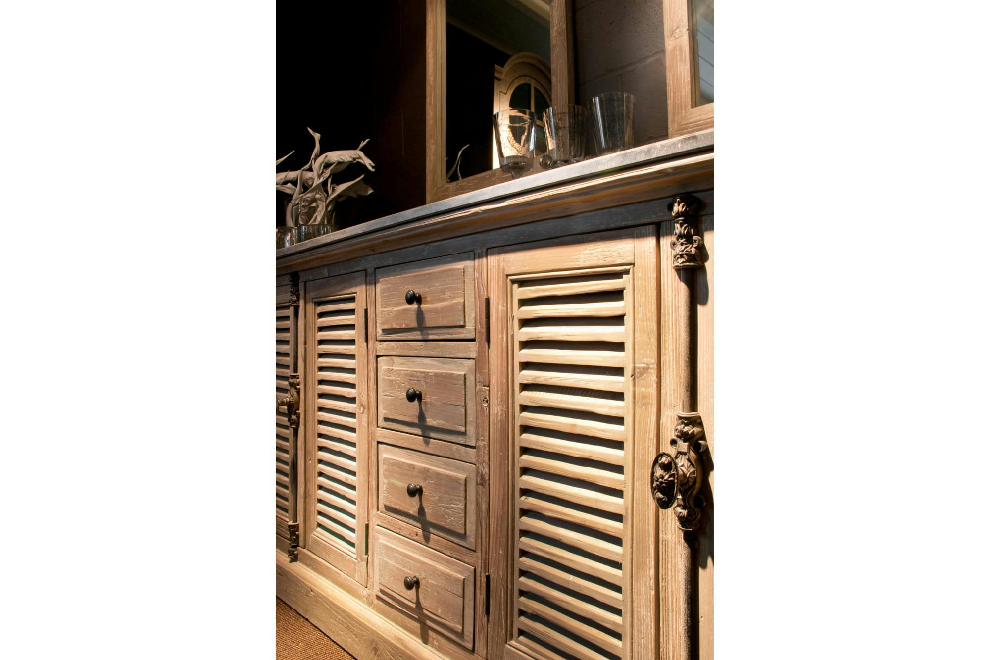 HANOÏ - Meuble de salle de bain double vasque en bois et pierre L177