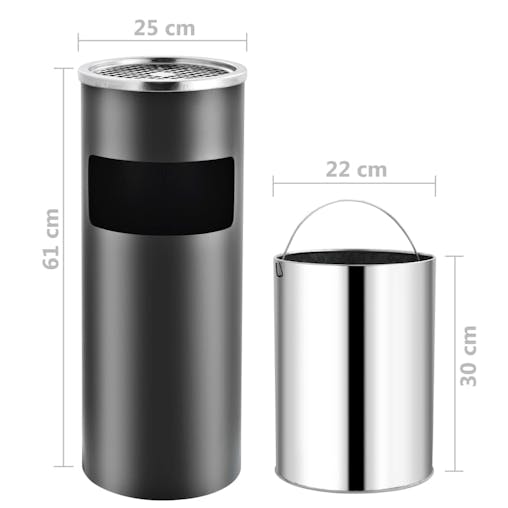 NNEVL Ashtray Dustbin Hotel 30 L Steel Grey