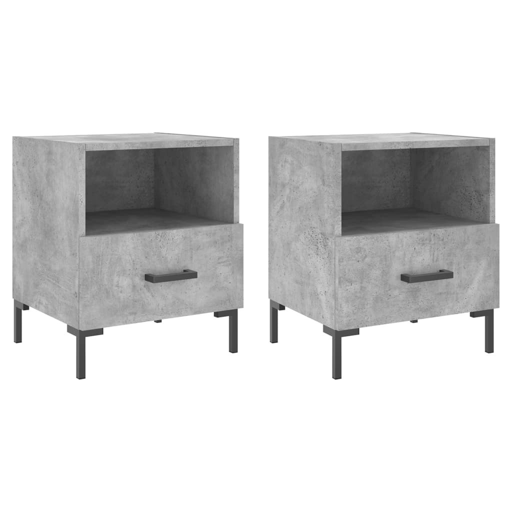 2x Szafka Nocna Stolik Komoda Szara z Szufladą Do Sypialni 40x35x47,5 cm