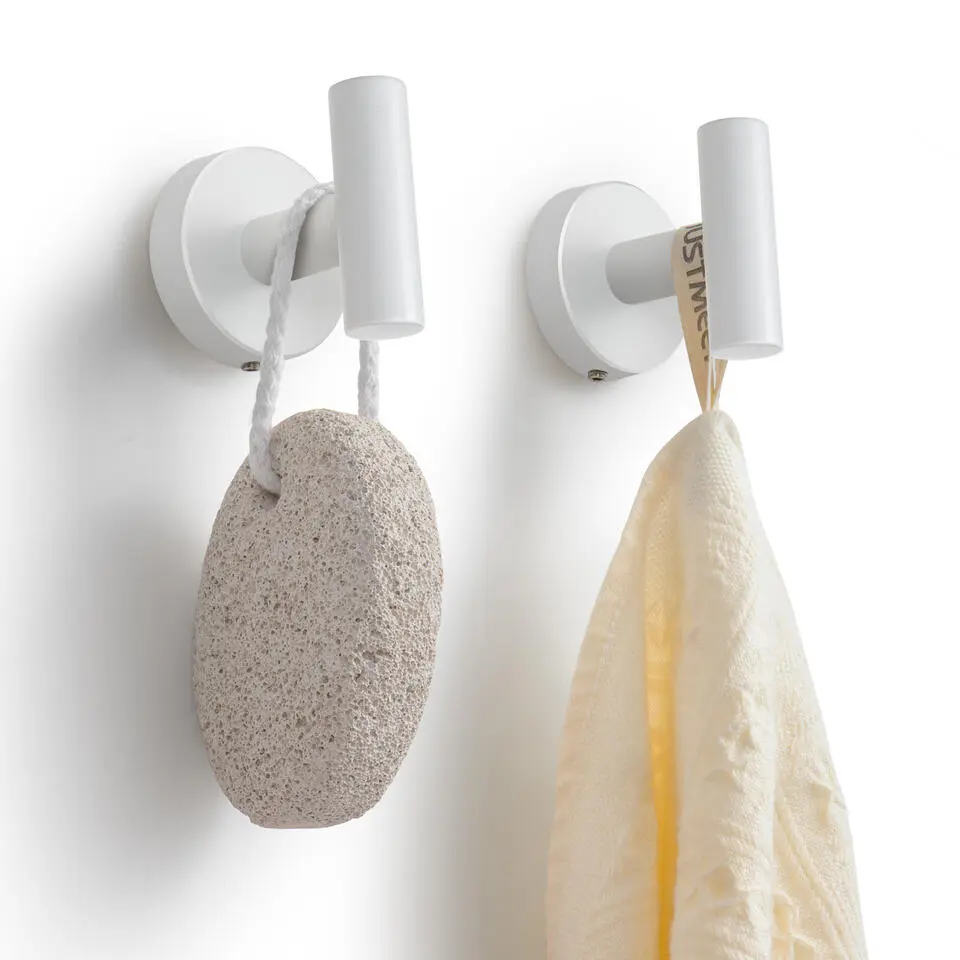 VDN Stainless Handdoekhaakjes wit - Vaatdoekhouder - RVS - 2 Stuks