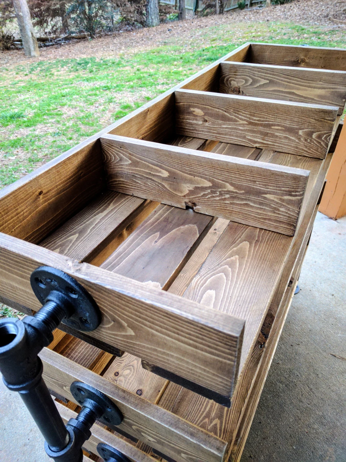 Custom Shoe Storage Organizer - Rustic Wood Cubbies Shoe Rack with Pipe Stand Legs for Entryway