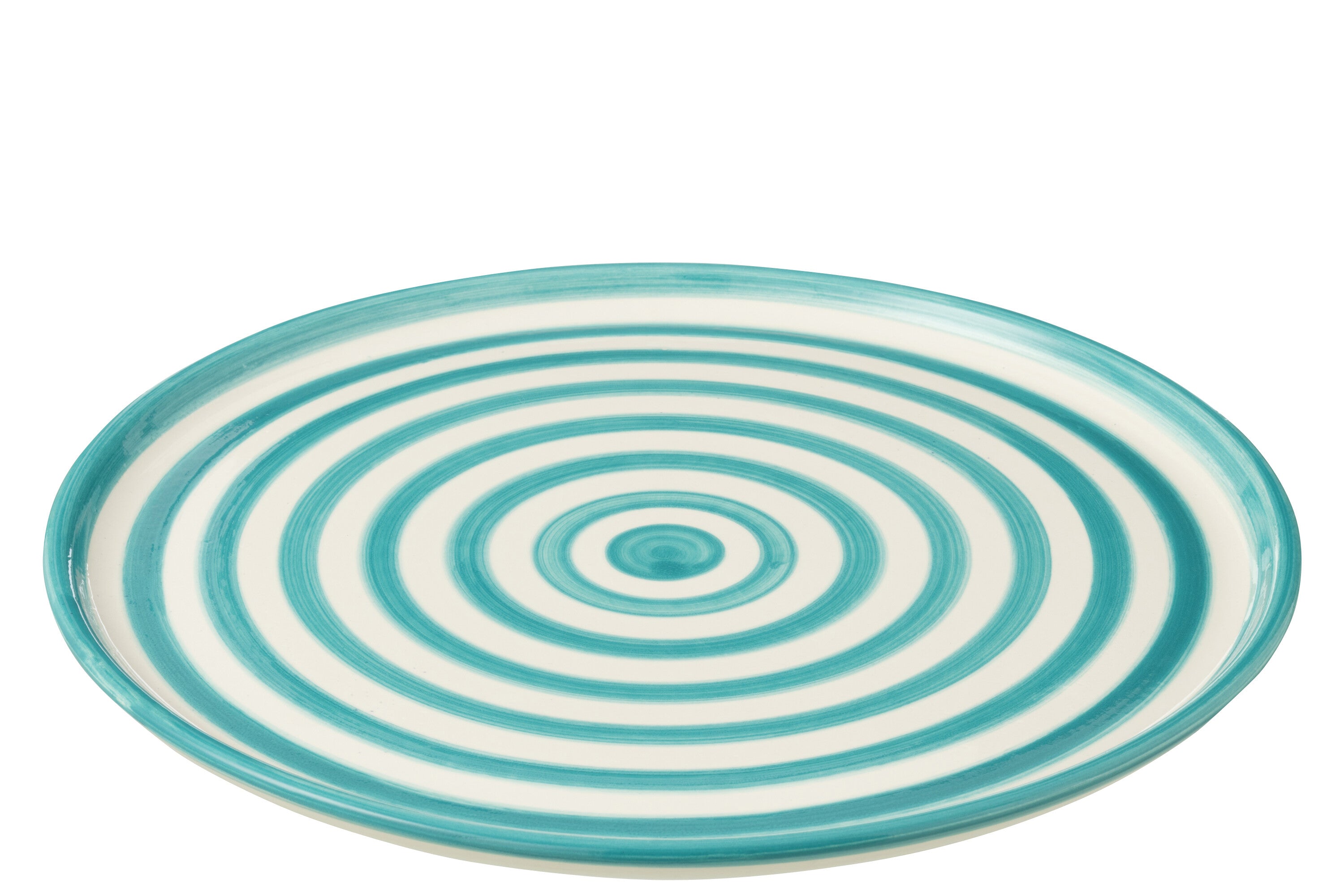 J-Line bord Granada Stripes - keramiek - wit aqua