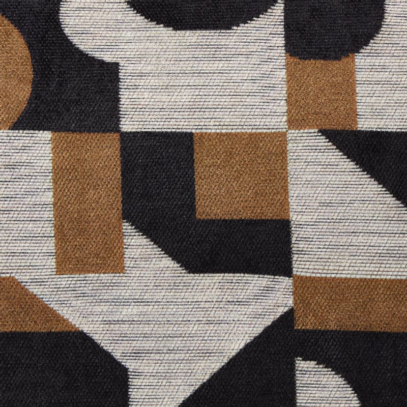 Poef grafisch - zwart/beige - 37x37x36 cm