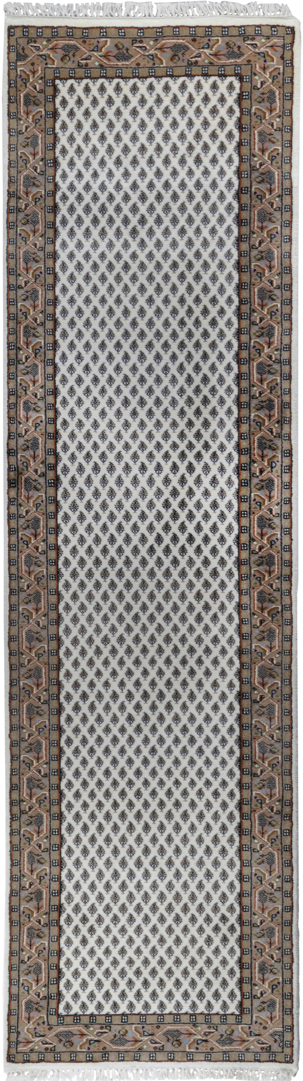 CHANDI - Tapis oriental noué main pour le couloir Crème 80x300
