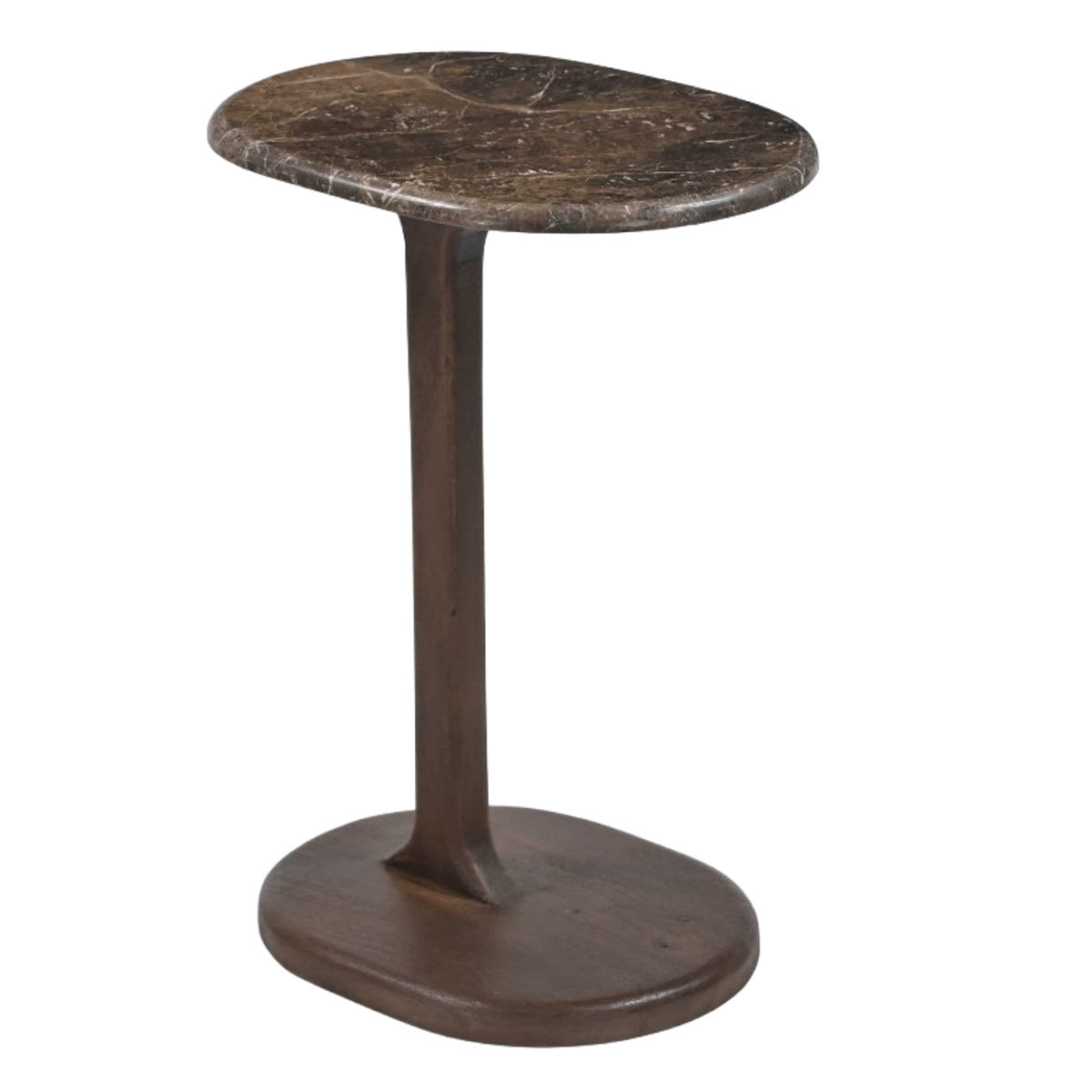 DÉJA Living Bijzettafel Jurva - Walnoot/Marmer - 40x30x55cm