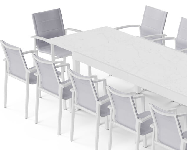 Boston-Sinta 13-Piece Extension Dining Setting - White