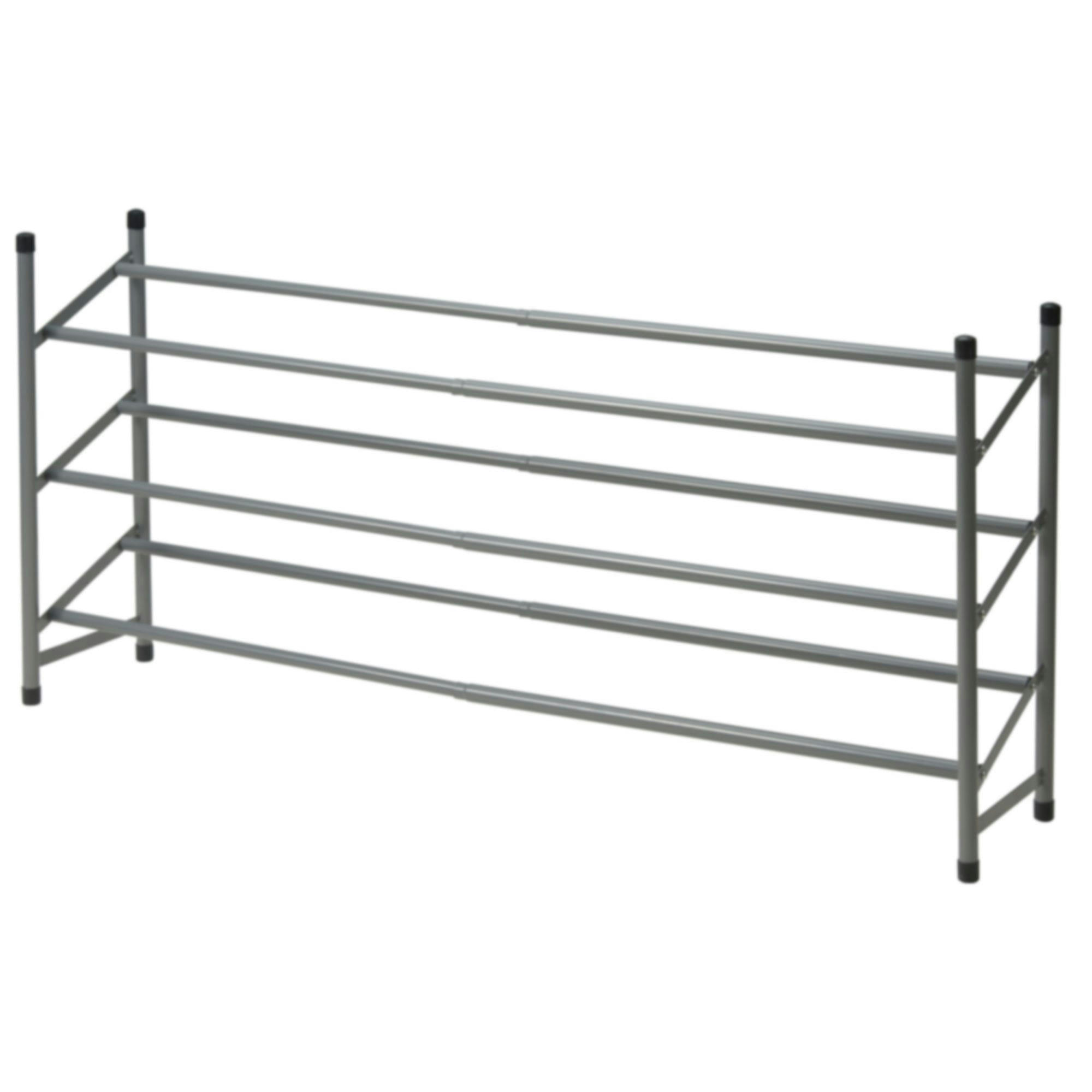 - Étagère rangement chaussures extensible métal gris - 61.5cm à 115cm