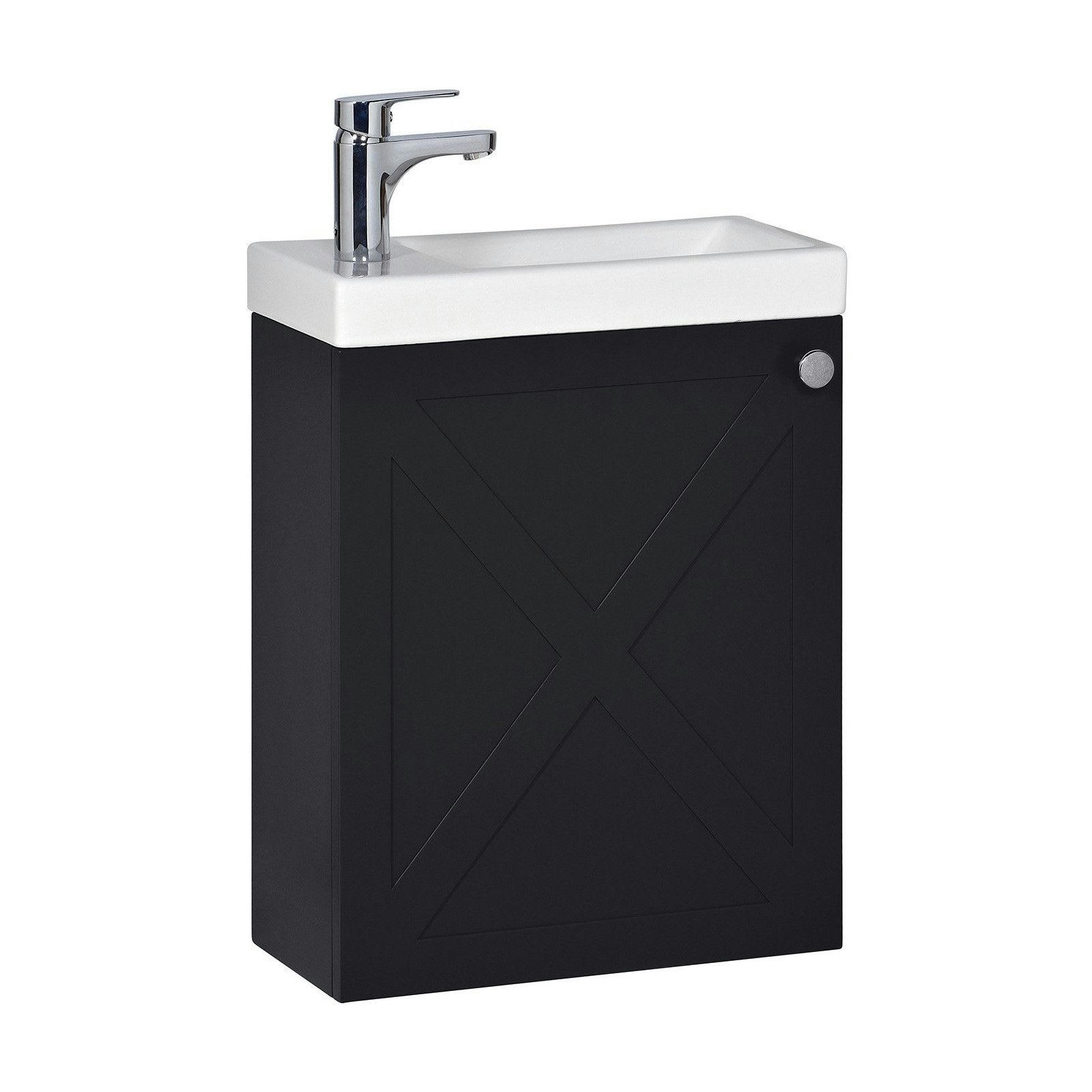 AVA - Meuble lave-mains  noir + robinet chromé