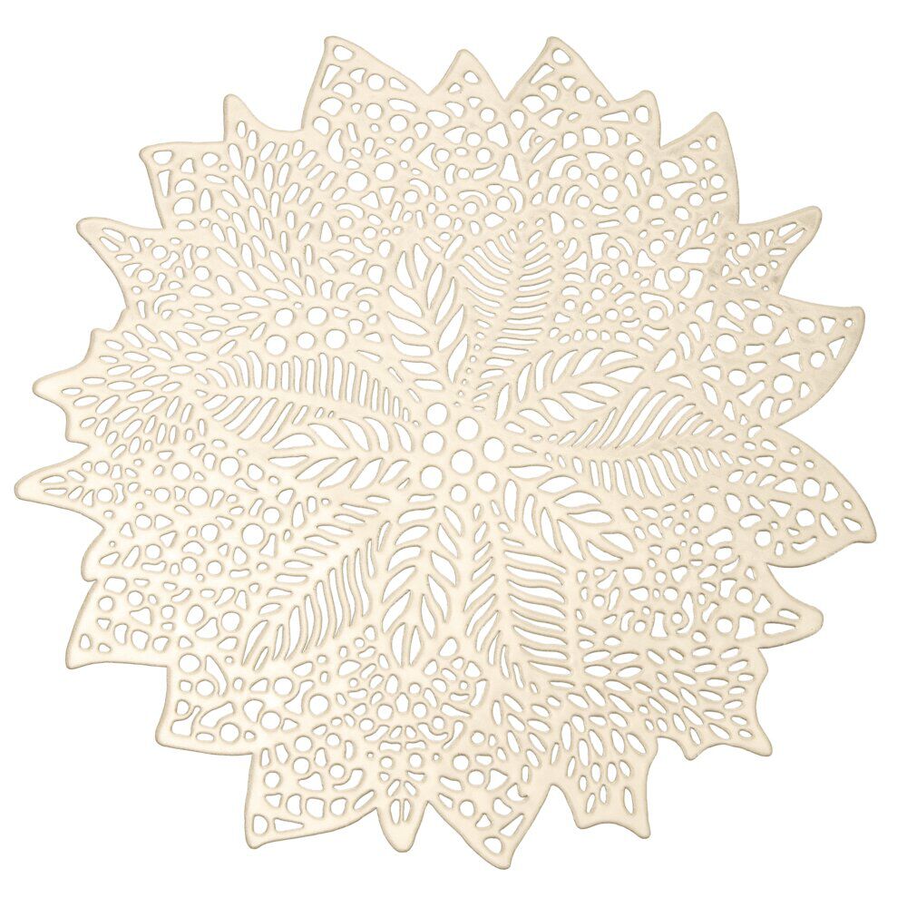 Set de table ajouré motif végétal No&euml;l PVC Ø40 cm jaune doré