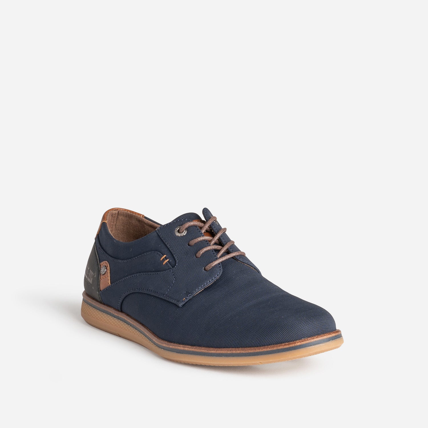 Derby confort bleu marine en textile rainuré