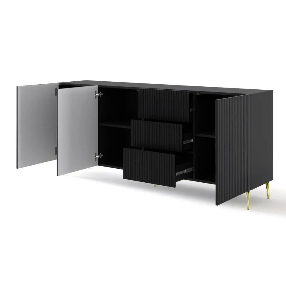 Ravenna B dressoir ladekast 200 3D3S gefreesd MDF folie mat