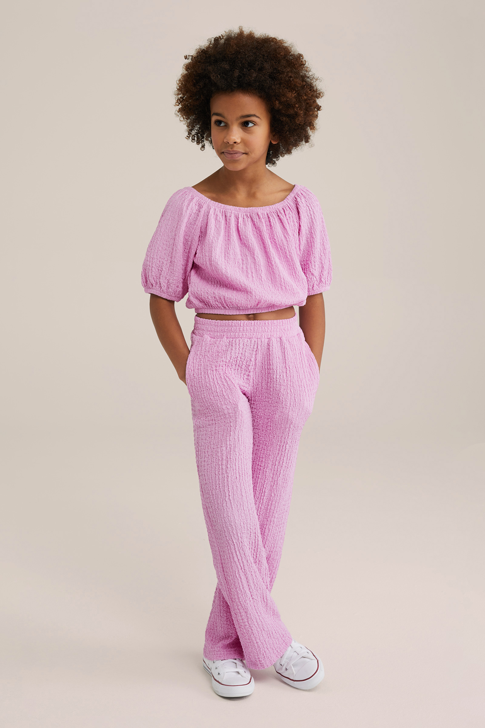 Meisjes crop top met structuur