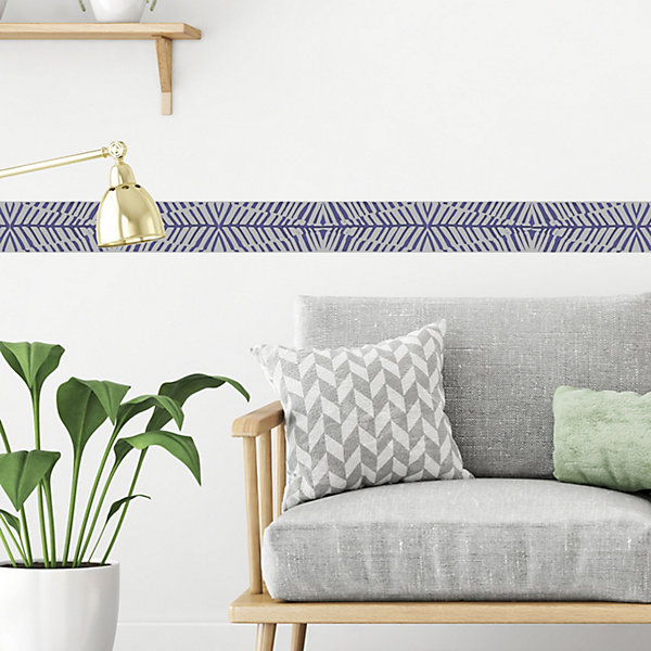 Frise adhésive déco géométrique abstraite, 10 cm X 300 cm, bleu graphique