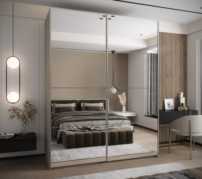 Szafa przesuwna 64 wysoka Lux 2 200 kaszmir kaszmir srebrny