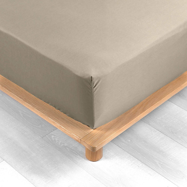 Drap Housse Percale Bonnet 30 Cm 190x140cm Marron Claire Naturel