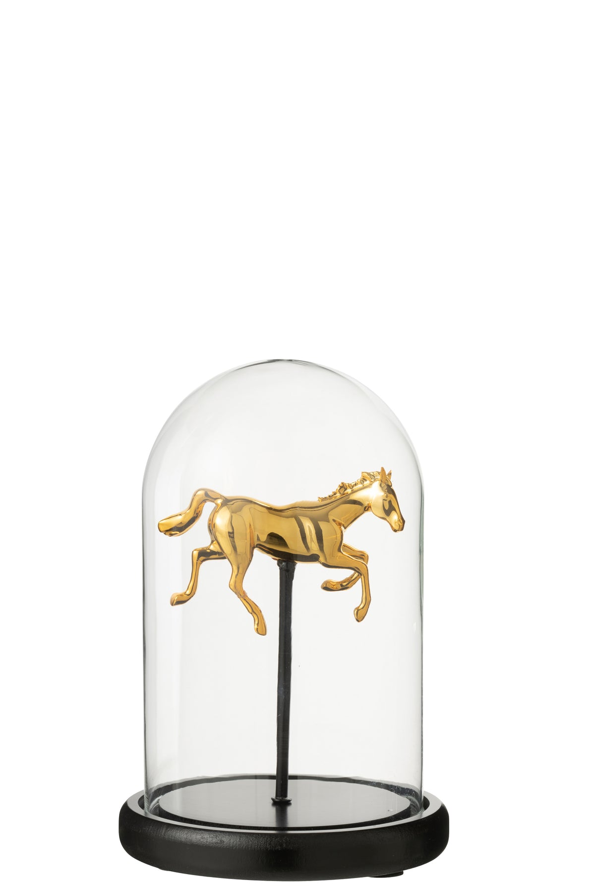 J-Line Decoratieve stolp Paard - glas - goud/zwart - small