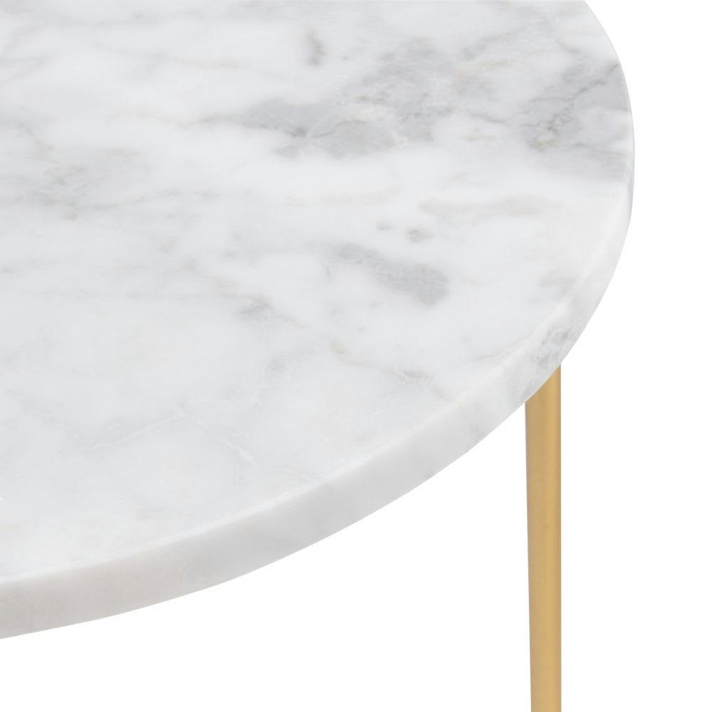 OLGA - Bout de canapé en marbre et métal doré mat