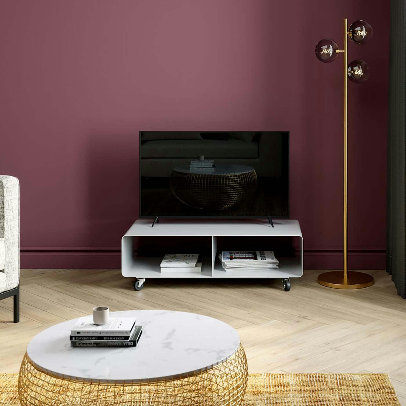 LOUNGE - Meuble TV en acier blanc