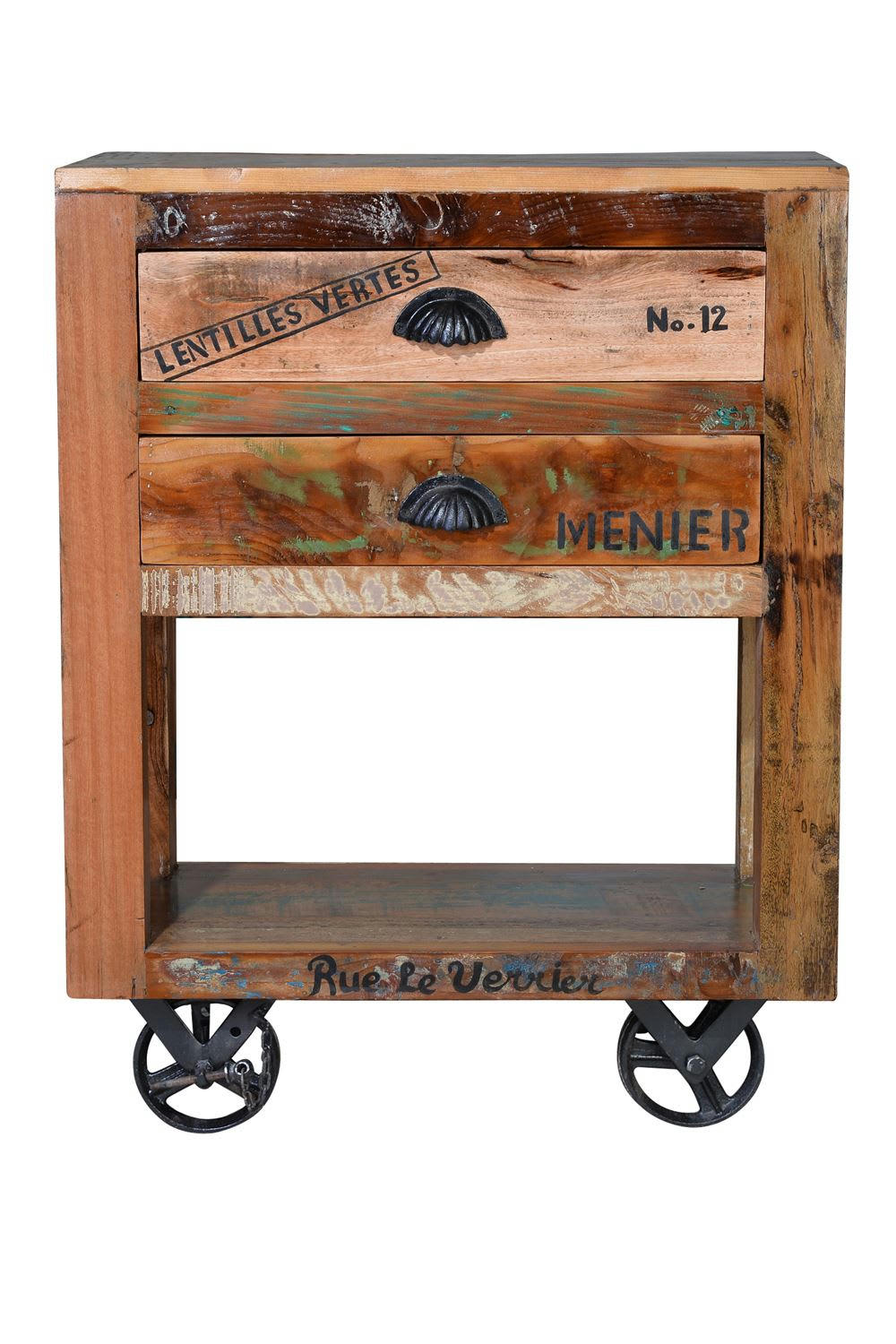 VERRIER - Table basse en bois massif recyclé multicolore