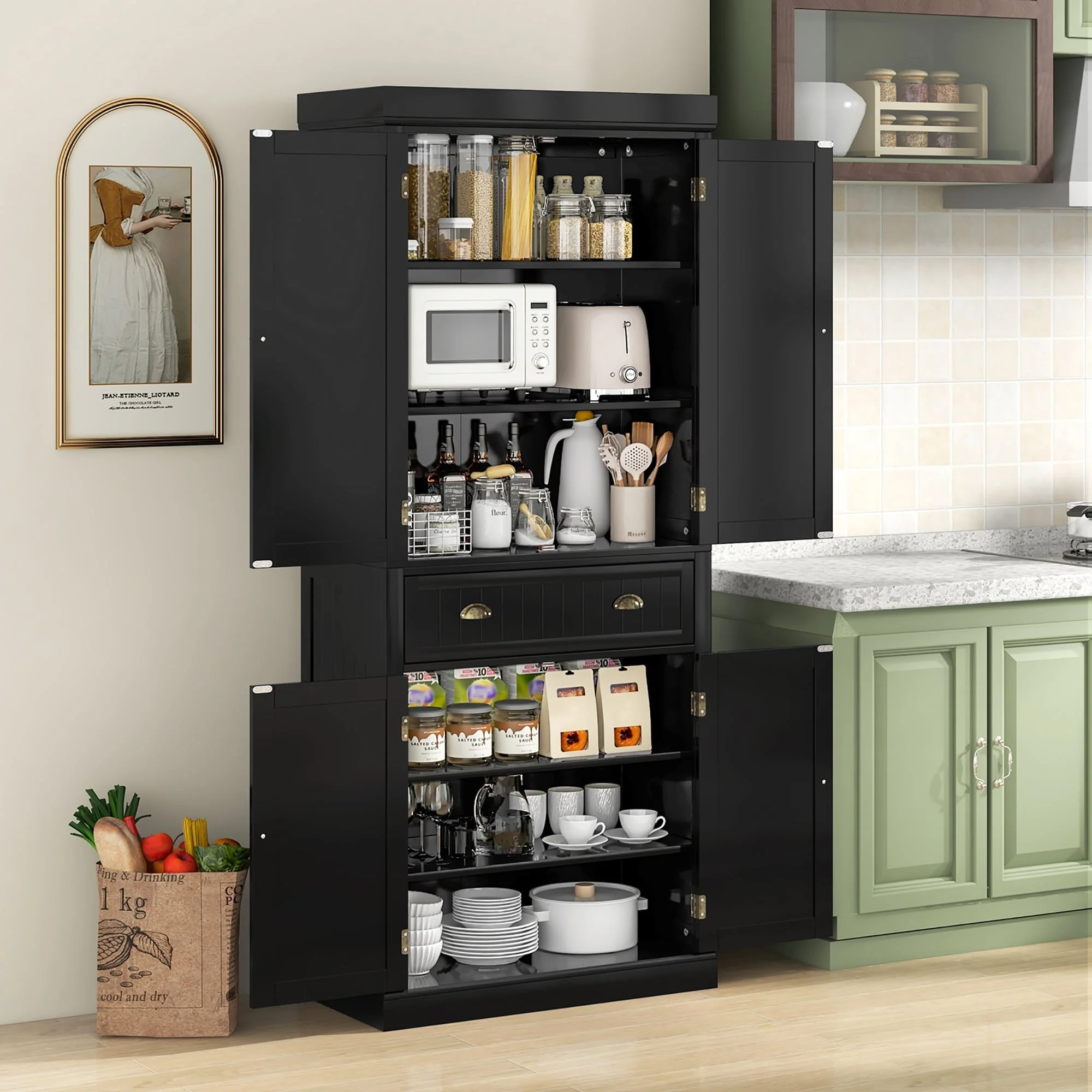 Gymax 72'' Kitchen Pantry Storage Cabinet Tall Freestanding Cupboard - See Details