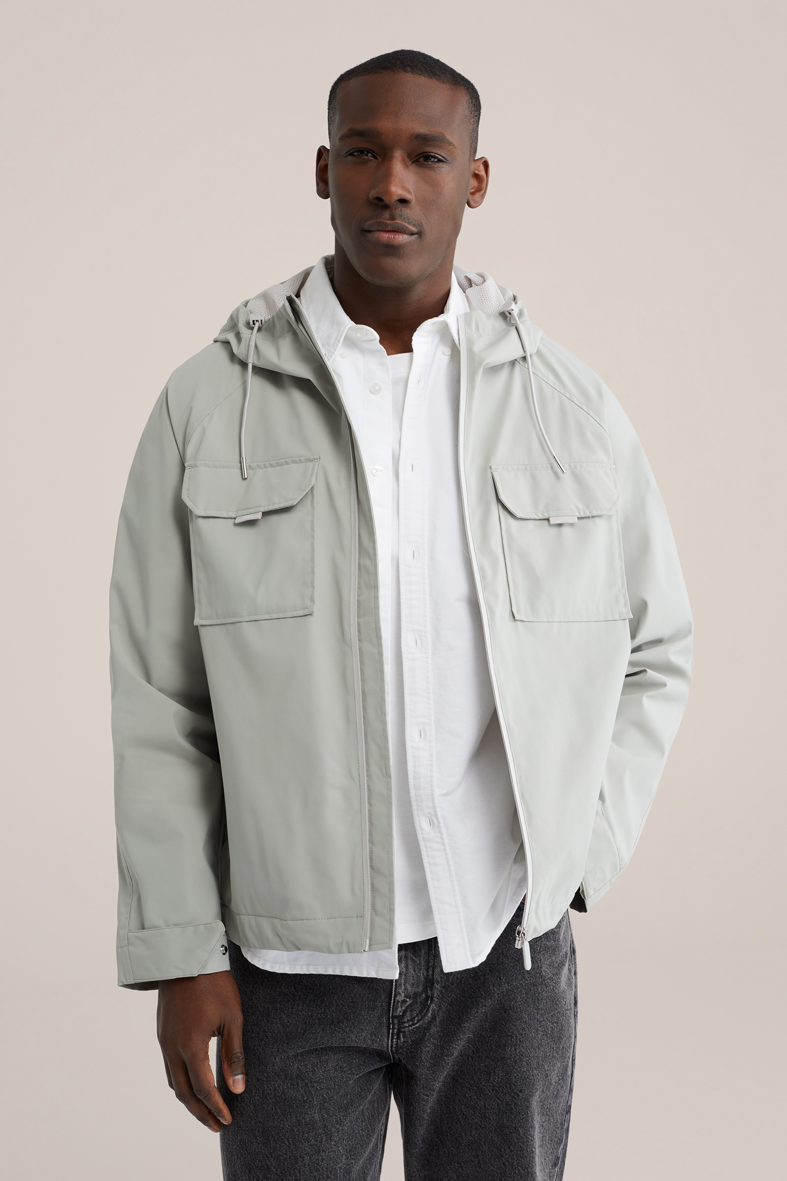 Heren waterafstotend jack met capuchon